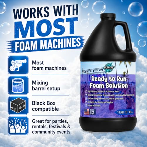 SurgeFX Foam Party Premixed Foam Solution Refill for Foam Machines - Safe, Highly Concentrated Foam for Parties, Weddings, Events - Pet & Human Safe Solution - 1 Gallon