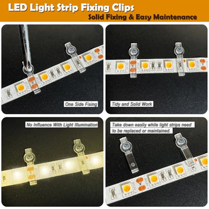 GRIVER 100 Pack Strip Light Mounting Brackets,Fixing Clips,One-Side Fixing,100 Screws Included (for 10mm Wide Non-Waterproof Strip Lights) - style: For 10mm Wide Non-Waterproof Strip Lights