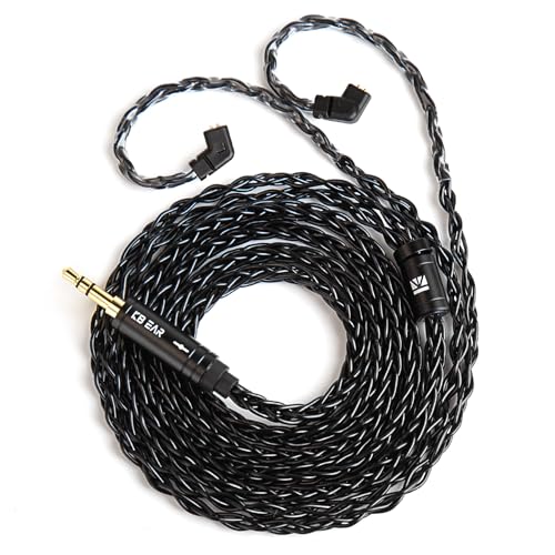1.5m/4.92ft IEM Cable, KBEAR ST12 MAX 8-strand 4N OFC Silver-plated Upgraded Earphone Cable,14 Core Earbuds Headphone Extension Wire, in Ear Monitor Cord for Audiophile Musician (Black, QDC 3.5MM) - color: Dark, size: QDC 3.5MM, style: 1.5M Long