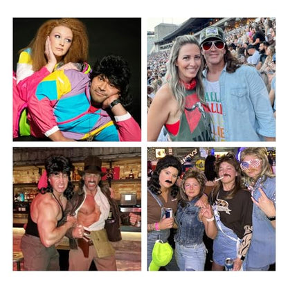 Men's 80s Rock Mullet Wig, Long Curly Retro Costume Wig, Perfect for 80s Theme Parties, Halloween, Rock Concerts and Cosplay with Sunglasses (Light Blonde) - color: 8002-Light Blonde