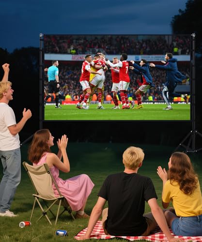 150 Inch Projector Screen with Stand, 16:9 4K HD Portable Projector Screen Indoor Outdoor Projection Screens Outdoor Movie Screens with Carry Bag,Enjoy Home Theater