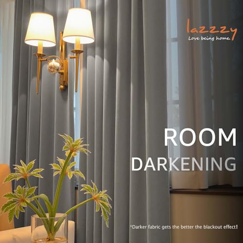 Lazzzy Light Gray Velvet Curtains Thermal Insulated Curtains 84 Inch Lenth Room Darkening Window Drapes for Bedroom Living Room Super Soft Luxury Window Treatment 2 Panels Grommet - color: *Grommet | Light Gray, size: 52"W x 84"L (Pack of 2)