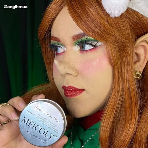 MEICOLY 3Pcs Special Effects SFX Makeup Kit,Fake Nose Skin Putty Wax Makeup for Cosplay,Scar Wax Fake Scar Modeling Wax for Fake Cut Wound with Spatula,Fake Blood Scab Coagulated Blood Gel,Light - color: scar wax kit,02