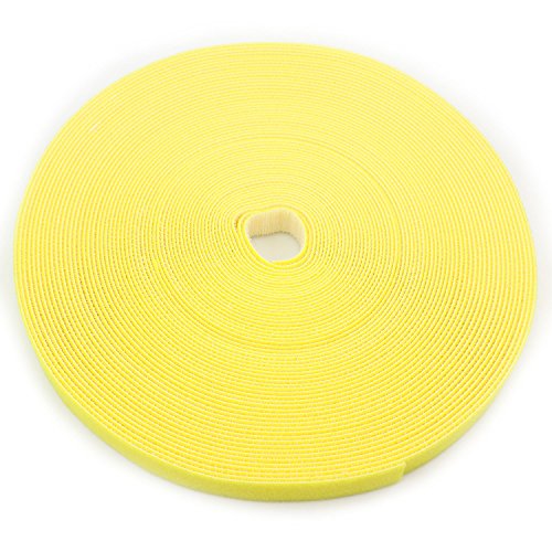 Reusable Fastening Tape Cable Ties 3/4 Inch Double Side Hook Roll (25 Yard, Yellow) - color: Yellow, size: 25 Yard