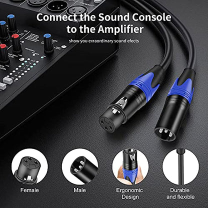 XLR Cable 50ft 2 Pack, XLR Microphone Cable Male to Female, Balanced XLR Cable Suitable for Preambles, Speaker Systems, Radio Station and More | Balanced XLR Suitable for Preambles, Speaker Systems, Radio Station and More - size: 50 Ft 2 Pack