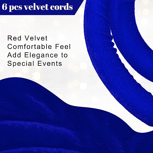 6 Pieces Velvet Stanchion Rope Bulk 4 Feet Party Crowd Control Barrier Safety Velvet Rope with Gold Hook for Movie Theater Opening, Hotel, Carpet, Not Include Stanchion Post(Navy Blue) - color: Navy Blue