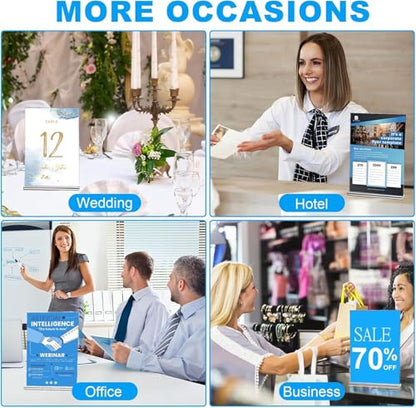 EHWINE 16 Pack Acrylic Sign Holders 5x7 Double-Sided Tabletop Display Stands for Menus Flyers & Signs, Clear Acrylic Picture Frame for Office Business Store & Events - size: 16 Pack 5x7 Inch