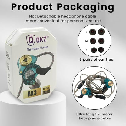 Wired Gaming Earbuds, Ak3file in Ear Monitors, Deep Bass Sound Wired Earbuds, HiFi in Ear Headphones with 1DD 10mm Dynamic Driver, IEM for Music Gaming Video Calling (Green) - color: Green