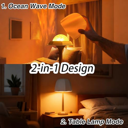 Shower Lamp Ocean Wave Projector Light - 2400mAh Battery Powered Water Ripple Projector Light Rechargeable Water Effect Shower Lights Waterproof for Bathroom Bedroom - style: Smooth Dome
