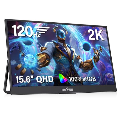 InnoView 15.6-Inch Portable Monitor 2K QHD 1440p 120hz Monitor 100% sRBG, USB-C/HDMI, External Mmonitor for Laptop MacBook/Switch/PS5/Xbox (Adapter Not Included) - size: 15.6 inches