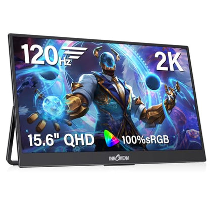 InnoView 15.6-Inch Portable Monitor 2K QHD 1440p 120hz Monitor 100% sRBG, USB-C/HDMI, External Mmonitor for Laptop MacBook/Switch/PS5/Xbox (Adapter Not Included) - size: 15.6 inches