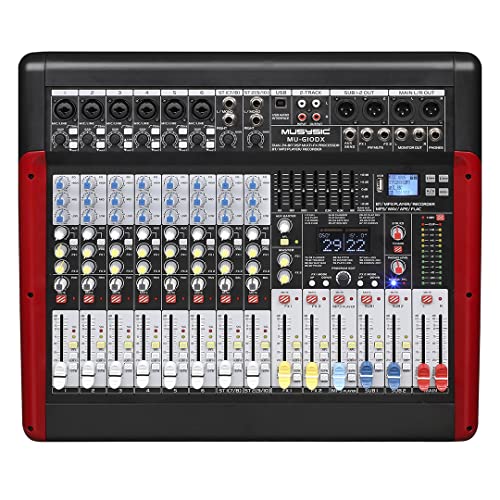 MUSYSIC Professional 10-Channel Audio Mixer Board w/Dual 24-Bit DSP Effects - size: 10 - Channel