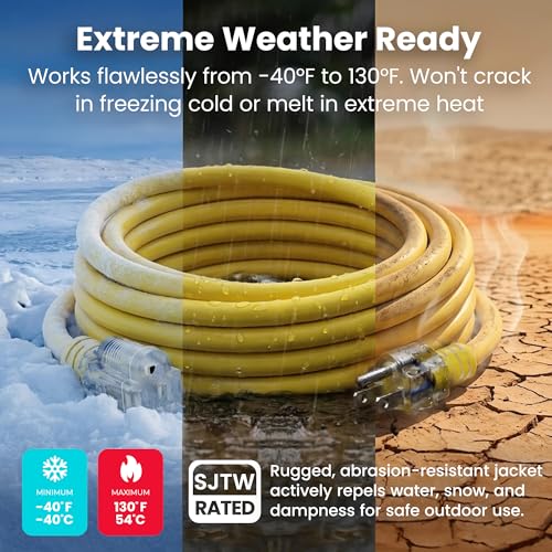 GEARit 50 ft Heavy Duty Outdoor Extension Cord, 14/3 SJTW, 14 AWG Lighted - size: 14 AWG Gauge, style: 50 Feet (SJTW Rated)