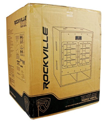 Rockville RBG18FA 18" Powered Folded Horn PA/DJ Subwoofer Bundle with Riser | 3000W Peak / 750W RMS, XLR/TRS Inputs, XLR Thru/High Pass Outputs, Variable Low Pass, ISO 12-18 Isolation Platform, 3-items