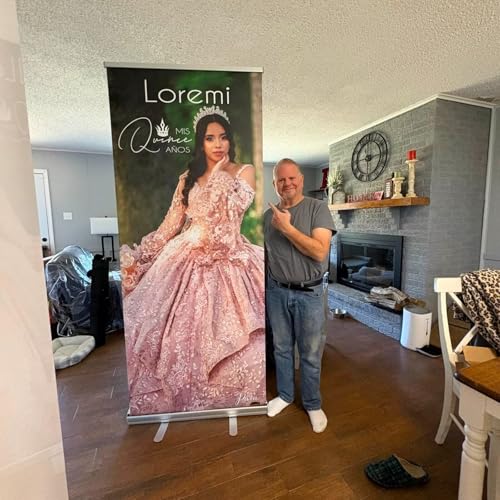 Custom Banner Roll up Banner Aluminum Retractable Banner-Made in USA-23"x81" with Stand Pop up Banner for Business, Trade Shows, Stores, Advertising, Events - size: 23x81 Standard