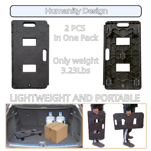 Furniture Dolly, 2 Pack Moving Dolly Connectable, 24.6in-12.4in 440 Lbs Capacity, Furniture Movers 5 Wheels Heavy Duty, Small Flat Dolly Cart, Portable and Light Dollies (Black Dolly)