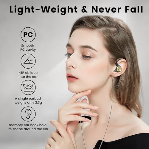 Wired Gaming Earbuds 2Pack, Ak3file in Ear Monitors, Deep Bass Sound Wired Earbuds, HiFi in Ear Headphones with 1DD 10mm Dynamic Driver, IEM for Music Gaming Video Calling (Black+Purple) - color: Black+Purple