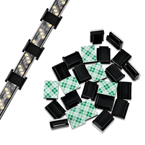 GooChan Strip Light Mounting Clips Self-Adhesive Tape Brackets Holder,100-Pack Clamps Fix Light Strip 8mm 10mm 12mm (for 10mm (3/8") Black Wide Strip Lights) - size: For 10mm(3/8") Wide Strip Light Black