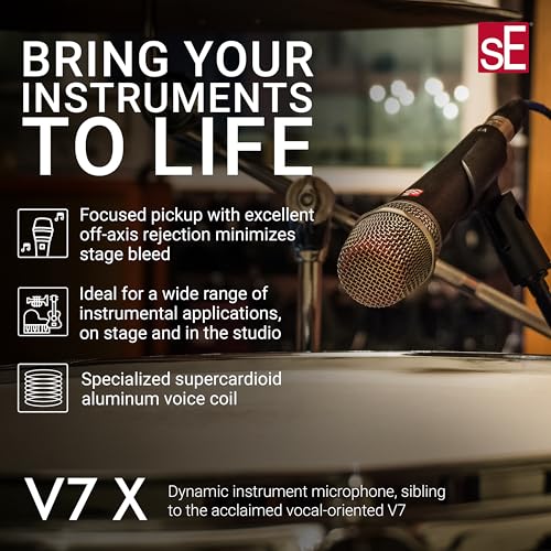 SE ELECTRONICS V Pack Venue Standard Drum Mic Kit for Toms, Snares & Bass Drums - Includes 1 V Kick, 2 V Beats, 2 V Clamps, 1 V7 X Instrument Microphone & More - color: V Pack Venue Standard