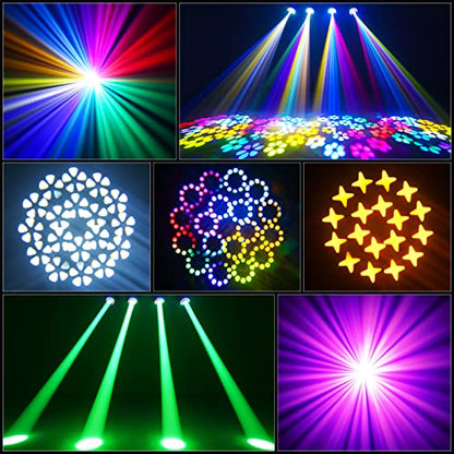 6-Pack Dj Light Moving Head 108W with Remote Rotating 18-Facet Prism 10 Gobos 8 Colors DJ Lighting Spotlight by DMX and Sound Activated for Wedding,Parties,Bar,Live Show - color: 6-PACK