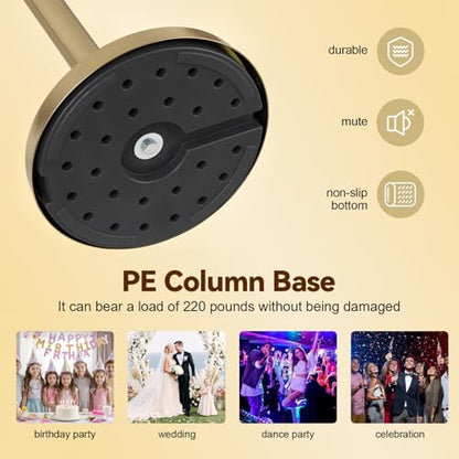 6Pcs Golden Stanchion Posts with 4 Red Velvet Ropes,Crowd Control Barriers for Birthday High-end Venues,Water/Sand/Concrete Fillable Leakproof Base,Easy to Assemble Golden