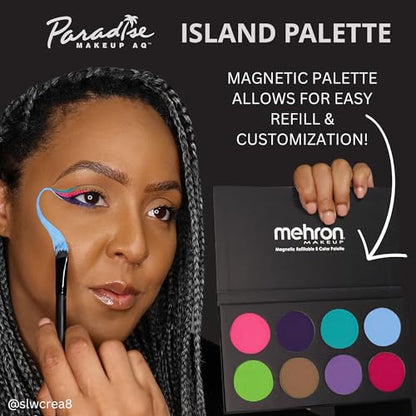 Mehron Makeup Paradise AQ - ISLAND PALETTE, Water-Activated Face Paint | 8 Color Professional Face & Body Paint Makeup for Cosplay, Theater, & Halloween. Vegan, Cruelty-Free, & Made in USA. - color: Island