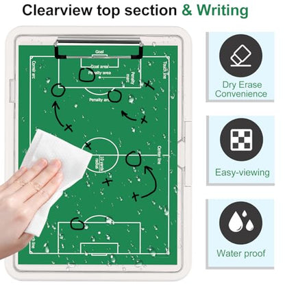 Clipboard, Clipboard with Storage, Heavy Duty Clip Boards 8.5x11, Protective Over Molded Edge, Plastic Clipboards, Contractor Folder with Internal Pen Pouch for Driver (White) - color: White