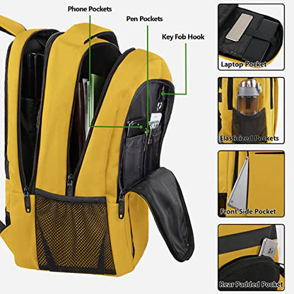MATEIN Yellow Travel Laptop Backpack, 15.6 Inch Computer Student Bookbag | Anti Theft, Water Resistant, Breathable, Sturdy Lightweight College Backpack, Carry On Personal Item Bag, Gifts for Women Men - color: Yellow, size: 15.6 Inch