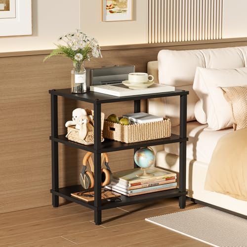 LELELINKY 3-Tier AV Media Player Stand, Stereo Cabinet, Modern Stereo Cabine,Game Console Shelf,Wooden TV Stand,Multifunctional Entertainment Center, Suitable for Home, Conference Room, Black - color: Black, size: 3 Tier