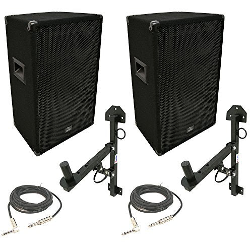 Harmony Audio 12 Inch Passive DJ Speaker Wall Mount 450W PA 1/4" Cable | 2-way loudspeaker cabinet, bracket and cord included, bars restaurants and patios, background music or live band sound