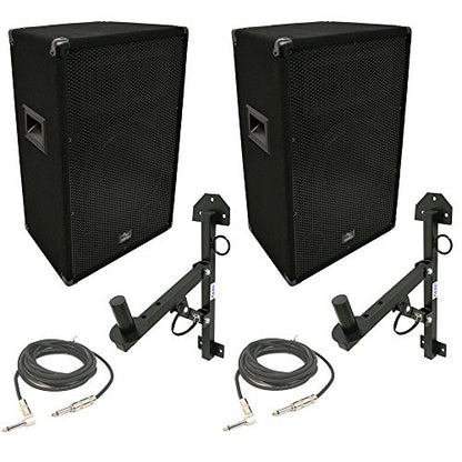 Harmony Audio 12 Inch Passive DJ Speaker Wall Mount 450W PA 1/4" Cable | 2-way loudspeaker cabinet, bracket and cord included, bars restaurants and patios, background music or live band sound