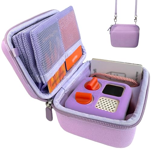 Hard Travel Case Compatible with Yoto Mini–Kids Audio & Music Player,Yoto Card Holder Bag with Adjustable Shoulder Strap for Up to 36 Audiobook Cards,Children’s Mini Player. (purple) - color: purple