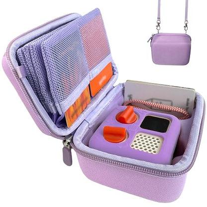 Hard Travel Case Compatible with Yoto Mini–Kids Audio & Music Player,Yoto Card Holder Bag with Adjustable Shoulder Strap for Up to 36 Audiobook Cards,Children’s Mini Player. (purple) - color: purple