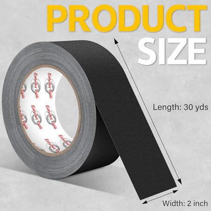 5 Pack Black Gaffers Tape 2" x 30Yd Heavy Duty Waterproof No Residue | Heavy duty gaffers tape for stage, cable management & repairs. Waterproof, non-reflective, easy tear by hand.