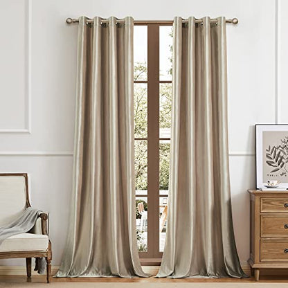 BULBUL Velvet Champagne Grommet Blackout Curtains 72 inch for Living Room - color: Beige/Champagne, size: 52"W x 72"L (Pack of 2)