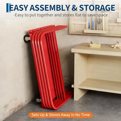 2000LBS Heavy Duty Folding Platform Truck - Side Handrails - 37x24 Inch All-Weather Flatbed Computer Tower Cart - 5" 360° Swivel Wheels - Easy Storage - Red - color: Red