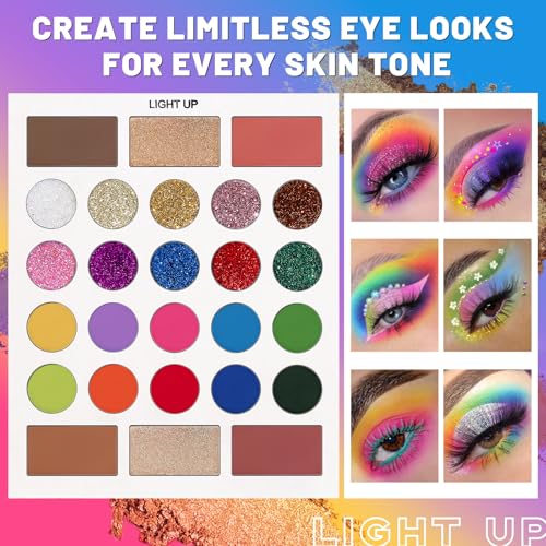 Black Grey Eyeshadow Makeup Palette + 15 Brushes Set, 86 Colors Matte Glitter Highly Pigmented Long Lasting Eye shadow, Blush, Contour, Highlighter All in One Make Up Kit for Halloween & Daily Use - color: Pretty All Set 3