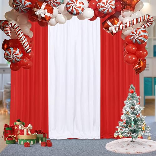 10ft x 8ft Red Backdrop Curtains Polyster Photo Drapes Party Photo Backgrounds 4 Panels 5ft x 8ft for Christmas Wedding Birthday Home Photography Background - color: Red, size: 5ft x 8ft 4 Panels