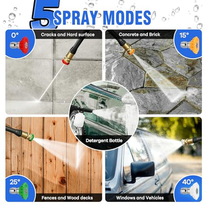 Pressure Washer, Power Washer with 4 Quick Connect Nozzles 1 Foam Cannon, High Pressure Cleaning Machine for Cars/Fences/Driveways/Patios/Farms/Home Cleaning(Light Blue) - color: Light Blue