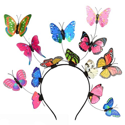 Zivyes Butterfly Fascinator Hats Women Monarch Tea Party Headband Alice in Wonderland Hat Derby Halloween Costume - color: B-0-colorful