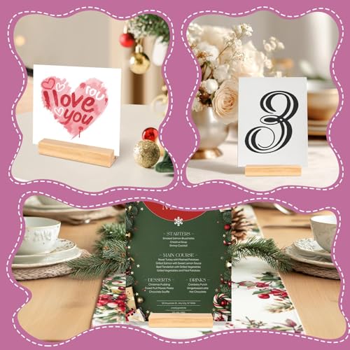 30Pcs 3.9x1.4 Inches Wood Table Number Stands, Wooden Place Card Holders, Acrylic Sign Holders for Wedding, Ceremony, Birthday, Party, Home Decoration, Events (3mm Slots) - size: 30 Pcs- L 3.94"- Slots 3mm