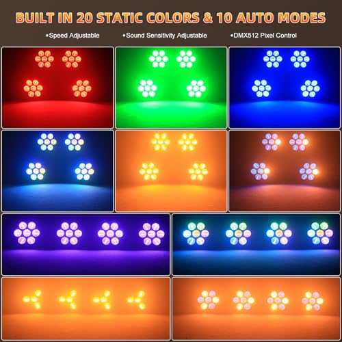 Retro Stage Lights RGB COB 7LED Par Light DMX Control Sound Activated Vintage Wash Par Can Lights for Events Concert Wedding Party Music Live Show Church DJ Birthday