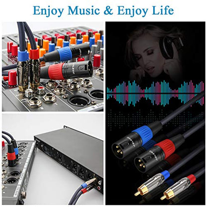 JOLGOO RCA to XLR Cable - Dual RCA to Dual XLR HiFi Audio Cable, 25 Feet, 4N OFC Wire, for Amplifier, Mixer, Microphone - size: 25 Feet, style: Dual RCA Male to Dual XLR Male