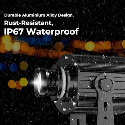 90W GOBO Logo Projector for Business, IP67 Waterproof | Custom GOBO Display, Remote Control, IP67 Waterproof, Rust Resistant Housing, Stores, Hotels & Events