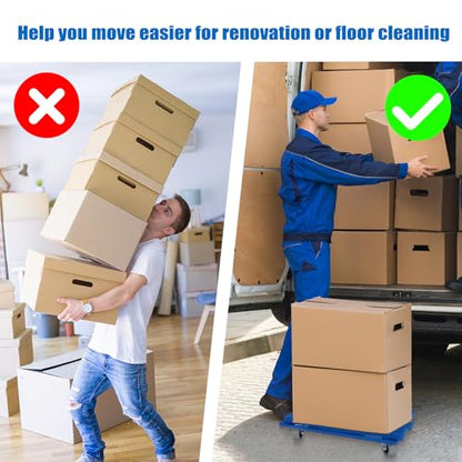 2 Pack Furniture Dolly 4 Wheels Upgraded Dollies Connectable with 4 Wheels Small Flat Dolly Cart with 500 LBS Capacity for Heavy Appliance, Blue - color: Blue, size: 2 Pack