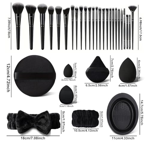 HGHDBT 51Pcs Black Makeup Brushes Set Professional Makeup Kit Multi-functional Makeup Tool Set with Facial Makeup Accessories, Foundation Makeup Brush Kit Eye and Face Make up Brushes & Tools - color: Black 51pcs