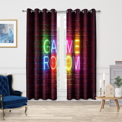 Jekeno Game Room Blackout Curtains for Bedroom, 2 Panels Set 52x84 Inch - color: Game Room, size: 52"W x 84"L (Pack of 2)