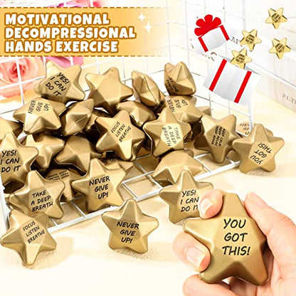 Deekin 36 Pcs Star Stress Balls Foam Relief Toys Bulk,Motivational,1.6 Inch | Mini Star Squeeze, Portable Pocket Size, Anxiety, Perfect Teacher Incentives, Office Stress Relief & Party Favor Supplies - size: 1.6 Inch, style: Motivational