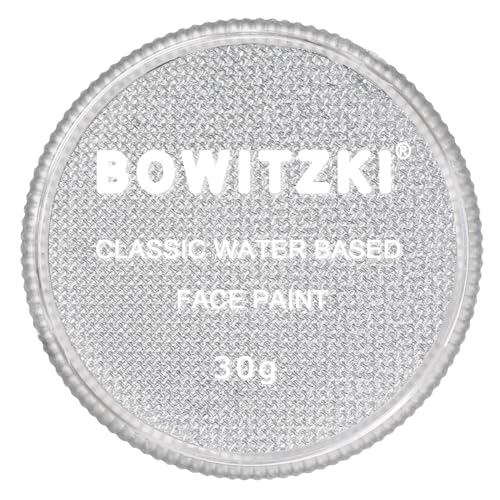 Bowitzki 30g Professional Face Paint Body Paint Water Based Face painting Makeup for Adults Split Cake Single Color - Metallic silver - color: Metallic Silver