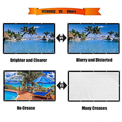 180 Inch Foldable Anti Crease HD Outdoor Portable Projector Screen | With Hooks and Ropes,16:9 Large Indoor Outdoor Projection Movie Screen For Home Theater/Education/Office/School/Camping/Party